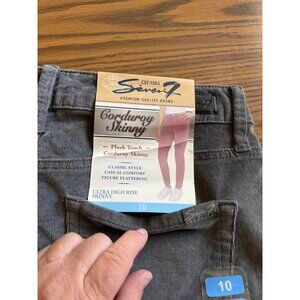 Seven7 grey corduroy ultra high rise skinny jean size 10 NWT